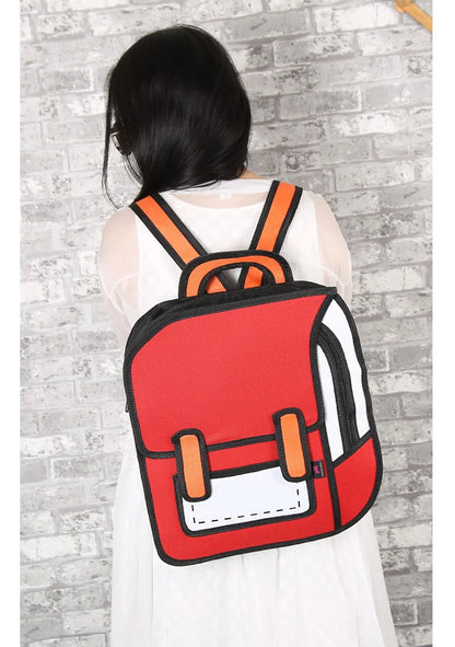 2D Cartoon Printed Kids School Backpack with Lightweight Oxford Material