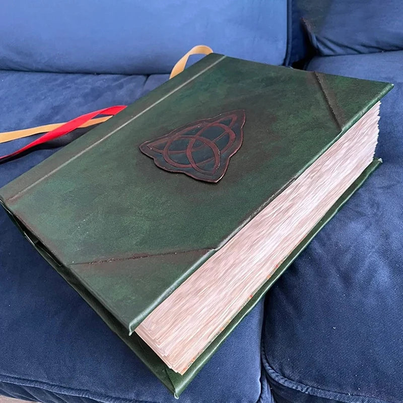 350-Page Spellbook Replica with Handcrafted Green Cover – Perfect for Home Decoration