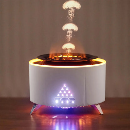 Aromatherapy Essential Oil Diffuser 350ml – Jellyfish Mist & Volcano Light with Timer, BPA-Free, Auto Shut-Off