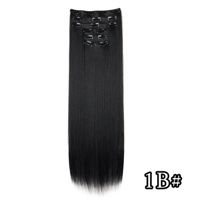 24" Synthetic Clip-In Hair Extensions, 6PCS Set for Volume and Length