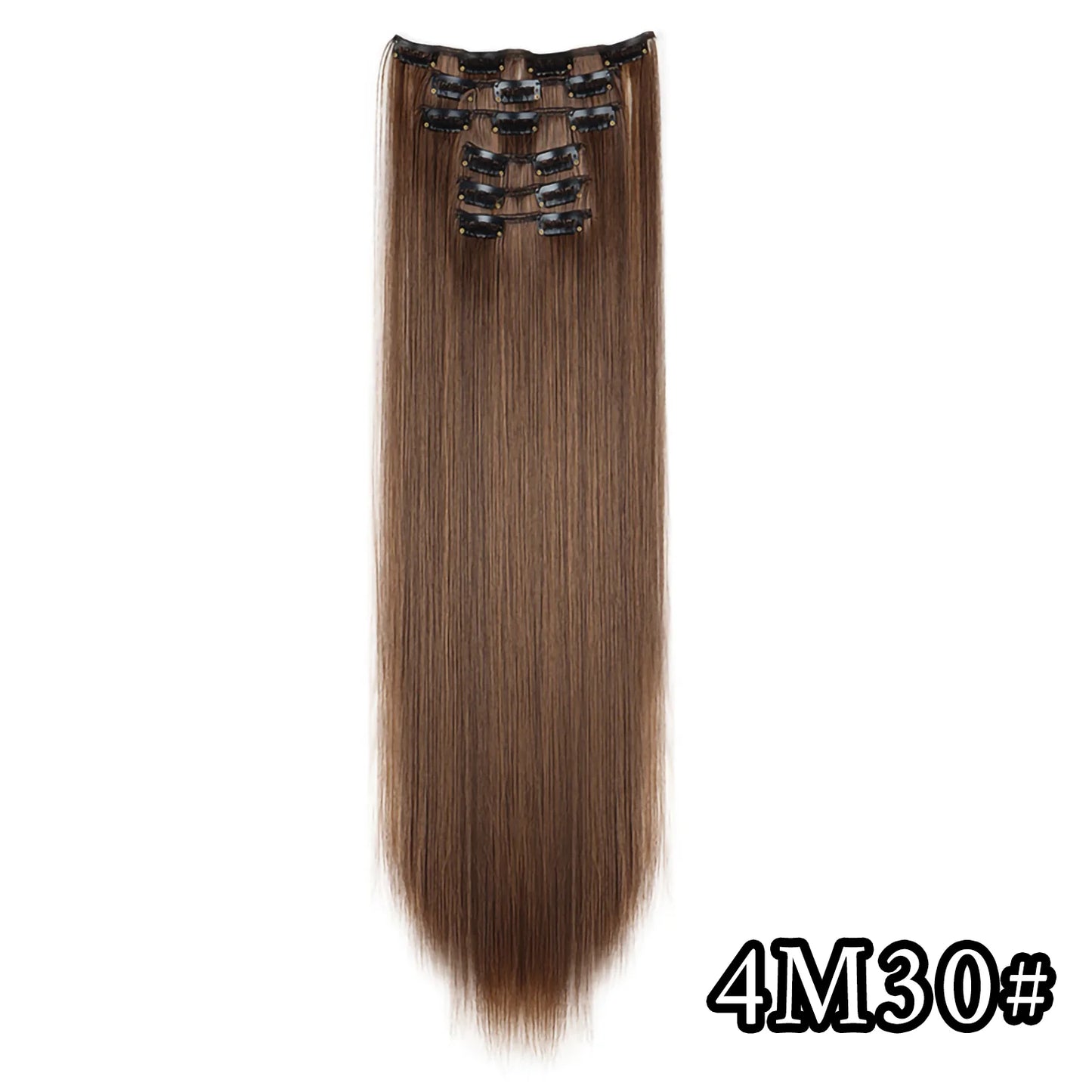 24" Synthetic Clip-In Hair Extensions, 6PCS Set for Volume and Length