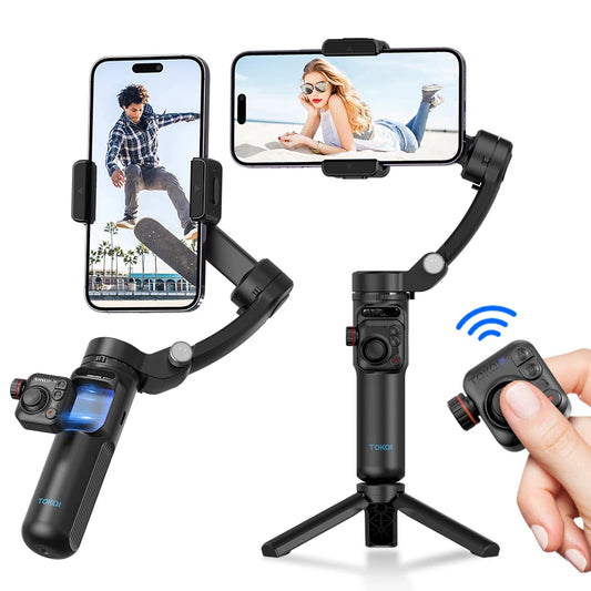 3-Axis Handheld Smartphone Gimbal Stabilizer – Anti-Shake Video Recording, Face Tracking, Tripod, and Gesture Control