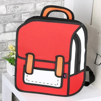 2D Cartoon Printed Kids School Backpack with Lightweight Oxford Material