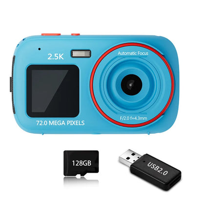 72MP HD Digital Camera with 16X Zoom, Dual Screens, 2.5K Video, Waterproof, Portable for Travel and Home Use