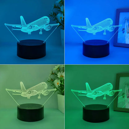 3D LED Night Light - 7 Colors or Warm Light, Touch Control, USB Powered