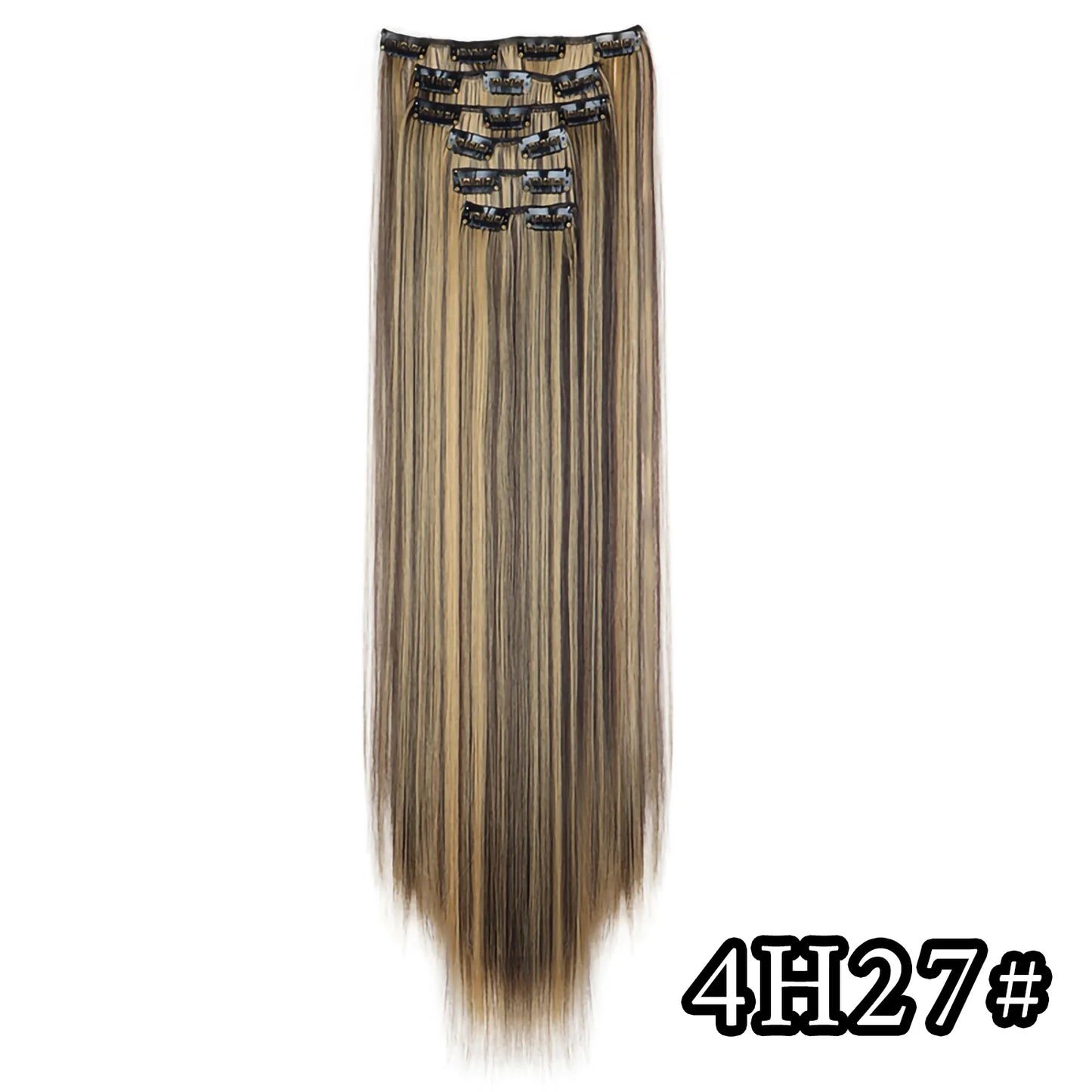 24" Synthetic Clip-In Hair Extensions, 6PCS Set for Volume and Length