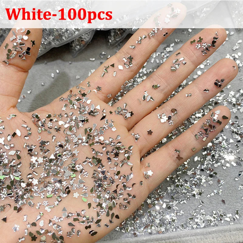 Flatback Crystal Rhinestones – Glass Nail Art Decorations, 100/200/300/400/600pcs, White and Colorful