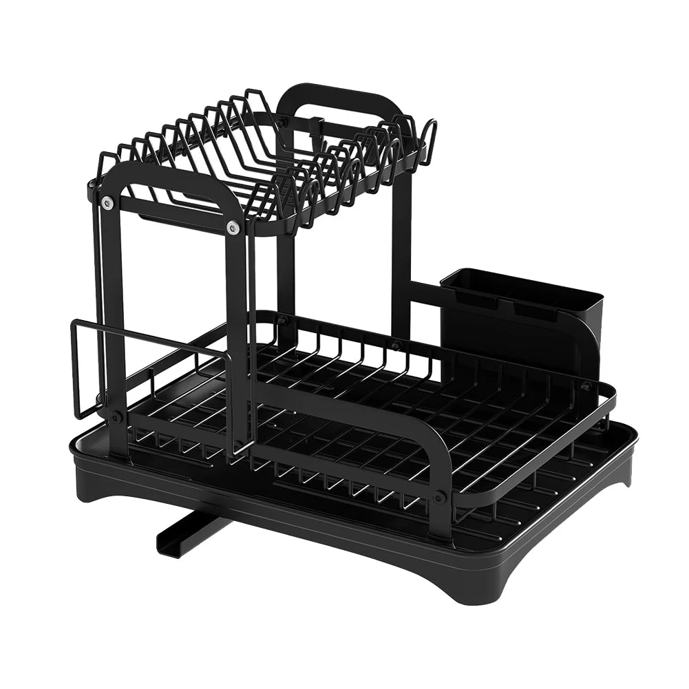 2-Tier Dish Drying Rack with Drainboard – Kitchen Countertop Dish Drainer Organizer