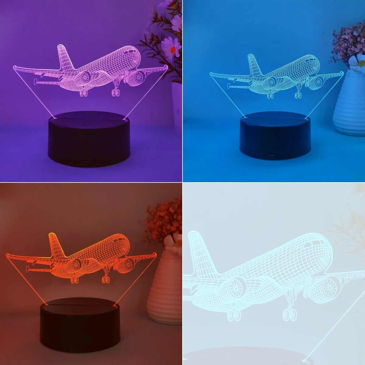 3D LED Night Light - 7 Colors or Warm Light, Touch Control, USB Powered