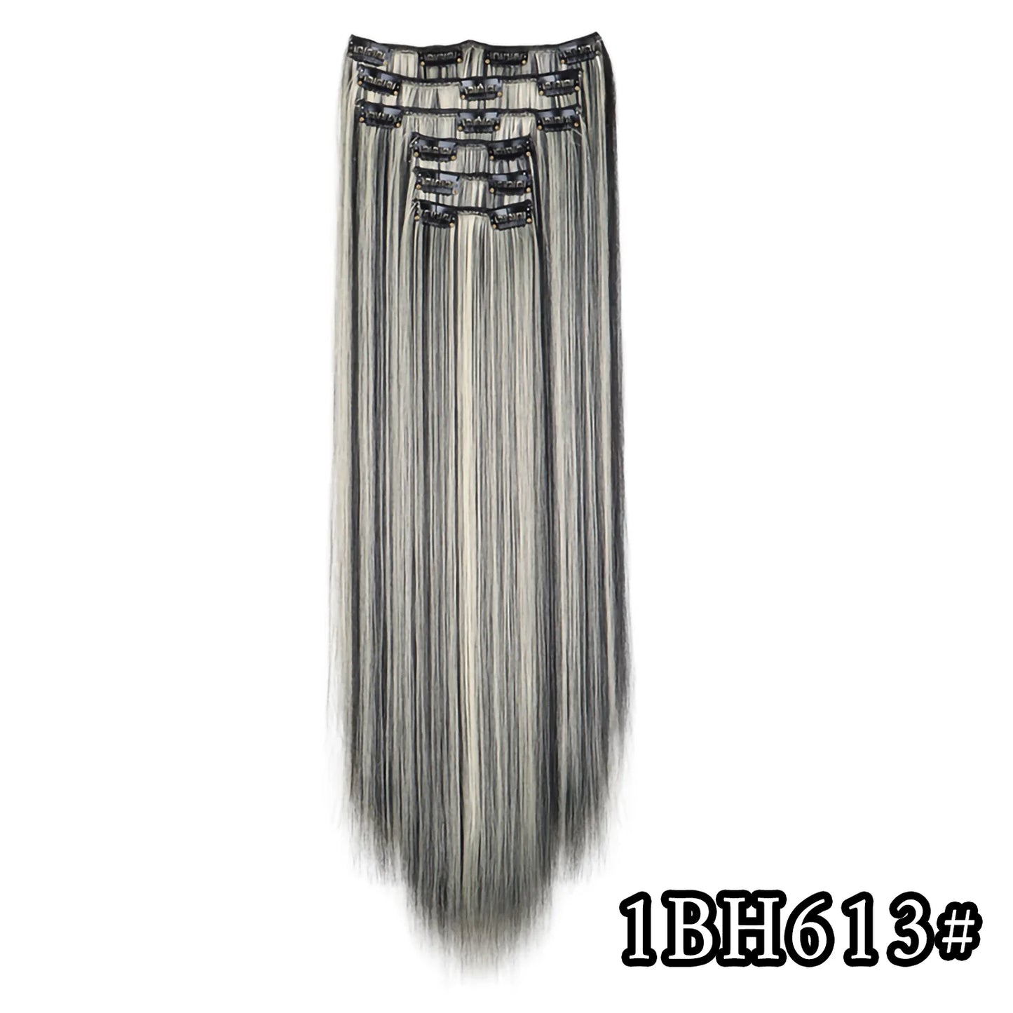 24" Synthetic Clip-In Hair Extensions, 6PCS Set for Volume and Length