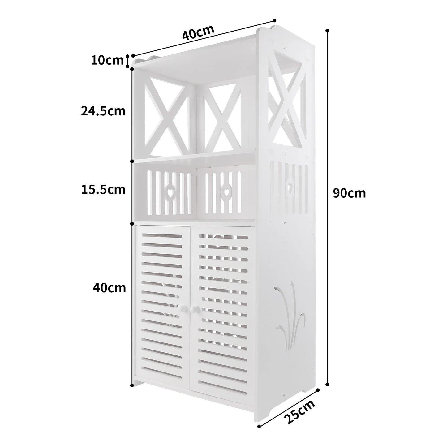 4-Tier Bathroom Storage Cabinet – Waterproof PVC Slim Organizer with Double Doors