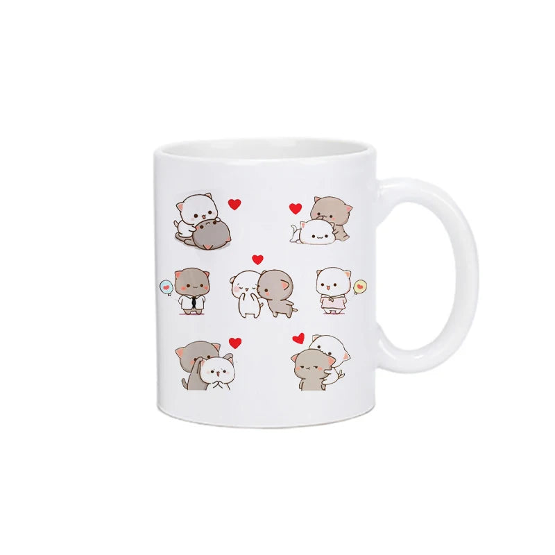 Cute Cartoon Ceramic Mug 250ML - Fun Expression Coffee & Tea Cup for Couples, Kids & Family | Eco-Friendly Porcelain