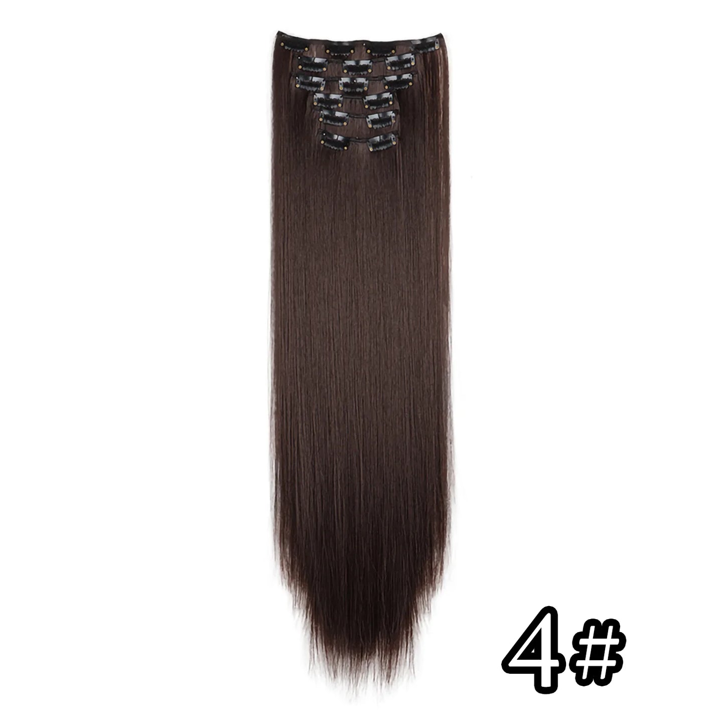 24" Synthetic Clip-In Hair Extensions, 6PCS Set for Volume and Length