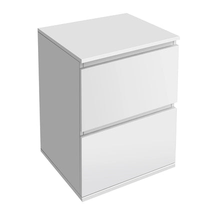 2 Drawer Wooden Nightstand – Modern Minimalist Bedside Cabinet, White