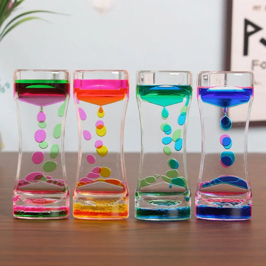 Colorful Liquid Motion Timer - Sensory Stress Relief Toy, Hourglass Oil Timer for Kids & Adults