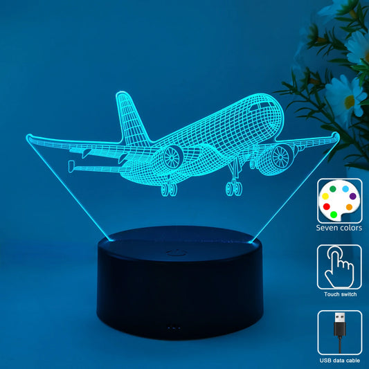 3D LED Night Light - 7 Colors or Warm Light, Touch Control, USB Powered