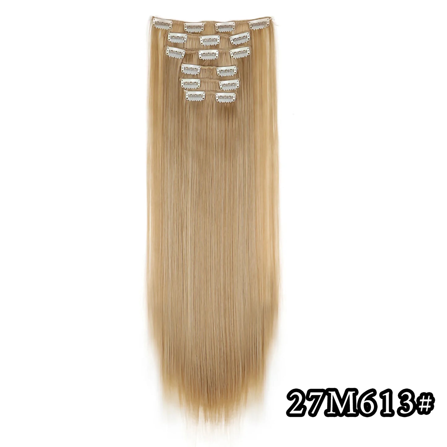 24" Synthetic Clip-In Hair Extensions, 6PCS Set for Volume and Length