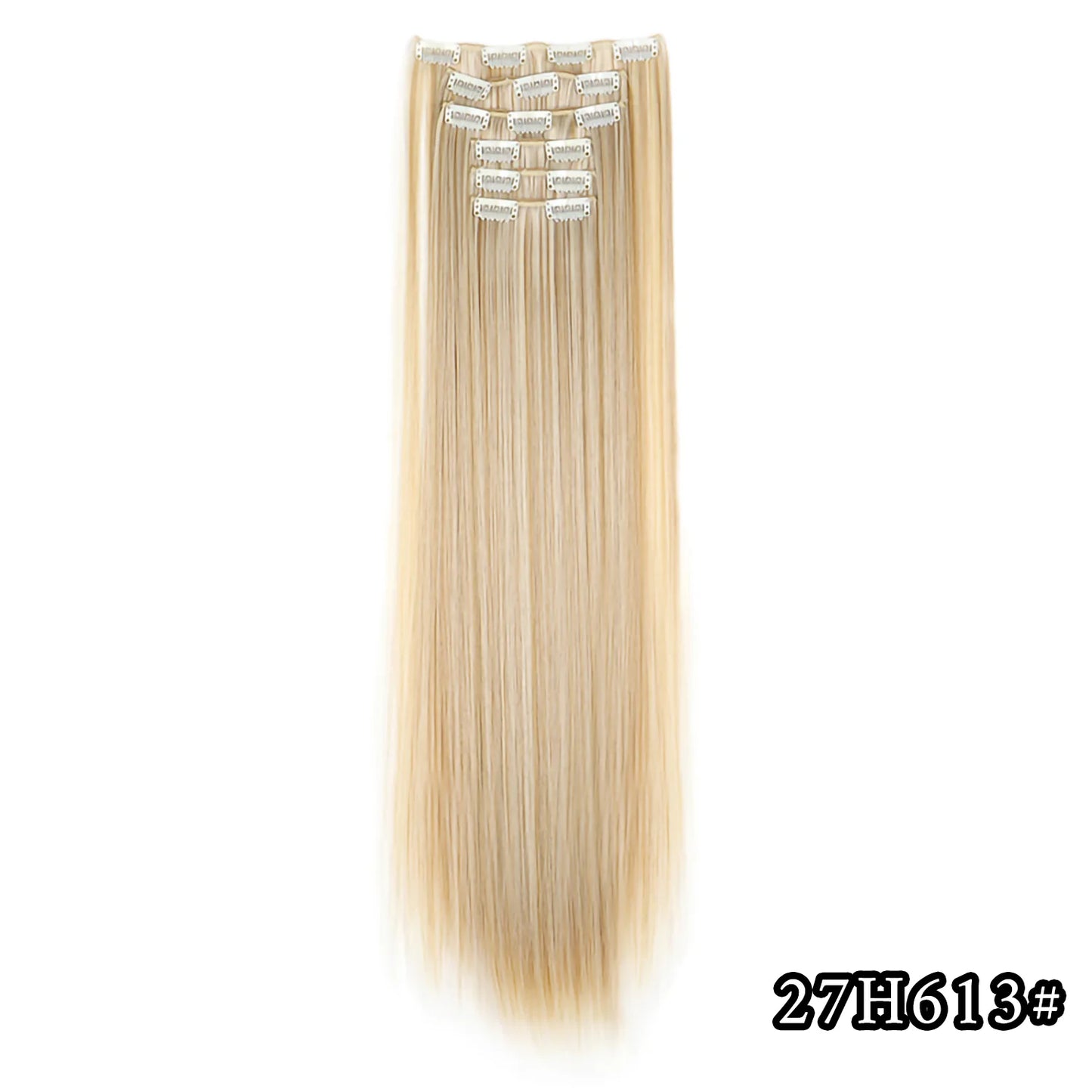 24" Synthetic Clip-In Hair Extensions, 6PCS Set for Volume and Length