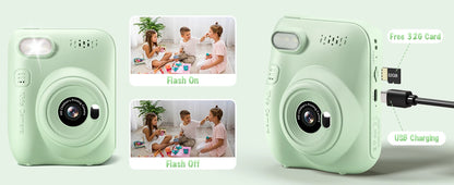 Kids Instant Print Camera – 32MP HD Digital Camera with 3-Inch LCD, 1080P Video, and Creative DIY Features