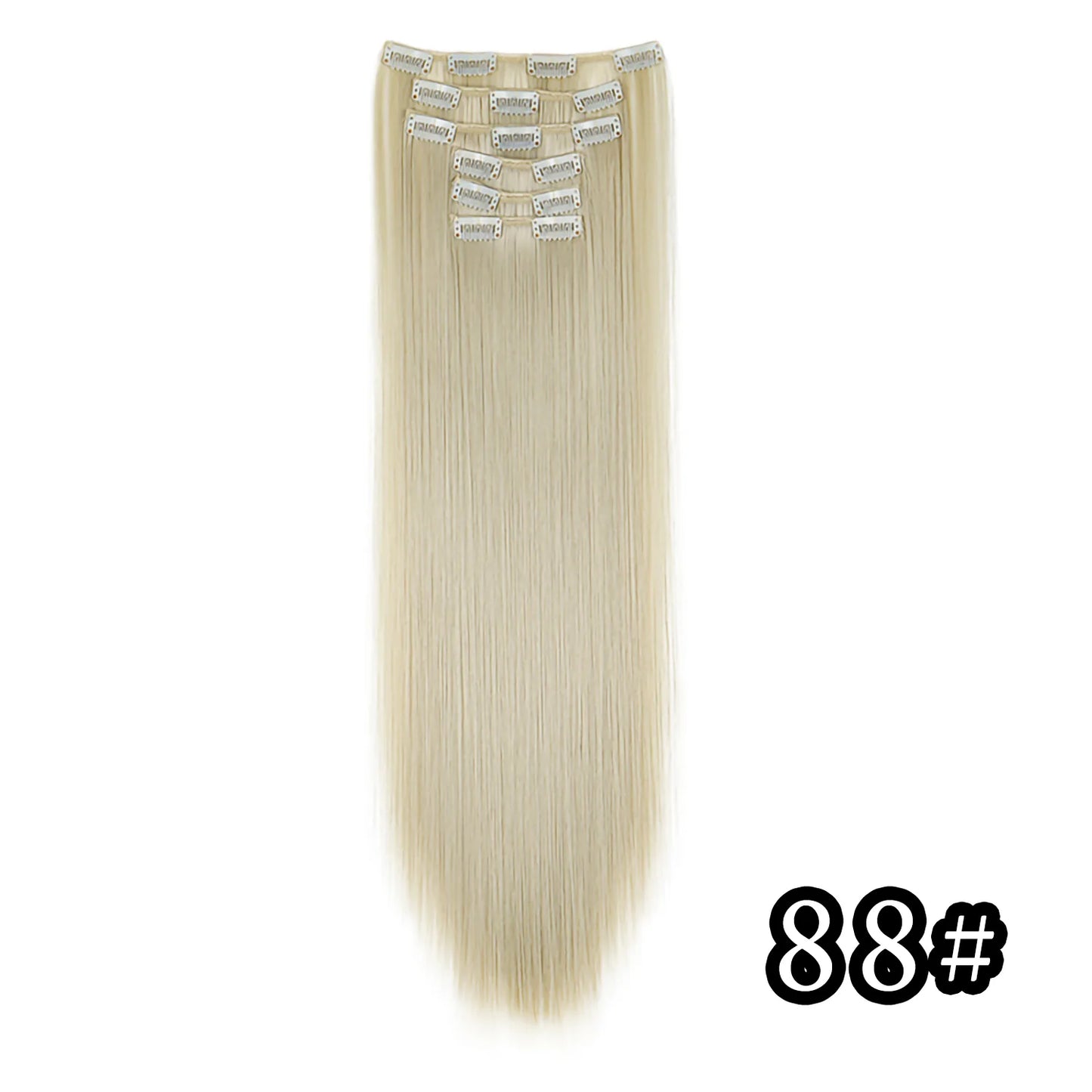 24" Synthetic Clip-In Hair Extensions, 6PCS Set for Volume and Length