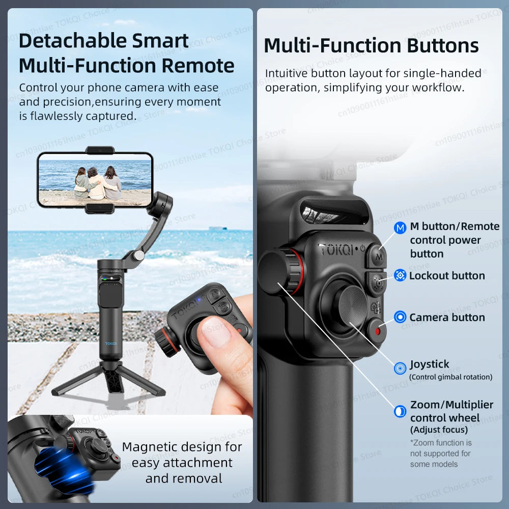 3-Axis Handheld Smartphone Gimbal Stabilizer – Anti-Shake Video Recording, Face Tracking, Tripod, and Gesture Control