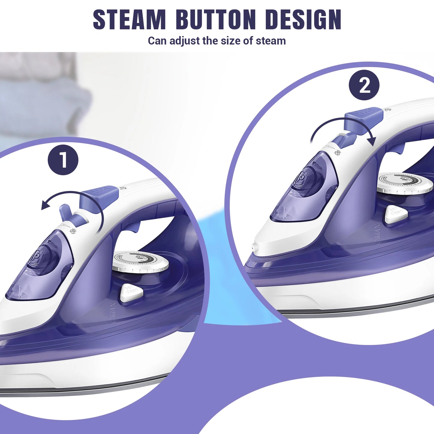 2400W Steam Iron with Adjustable Temperature, Non-Stick Soleplate, 350ml Water Tank, and Spray Function