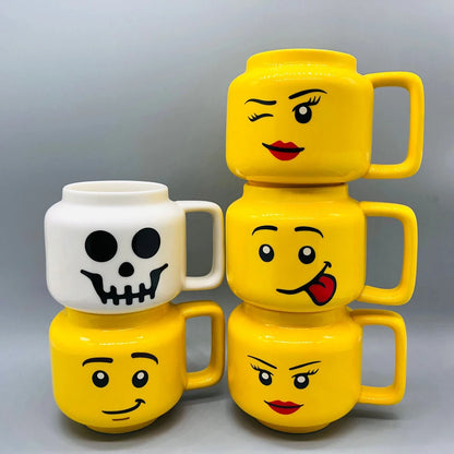 Cute Cartoon Ceramic Mug - 250ML Coffee & Tea Cup | Fun Expression Design for Kids, Couples & Family