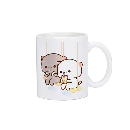 Cute Cartoon Ceramic Mug 250ML - Fun Expression Coffee & Tea Cup for Couples, Kids & Family | Eco-Friendly Porcelain