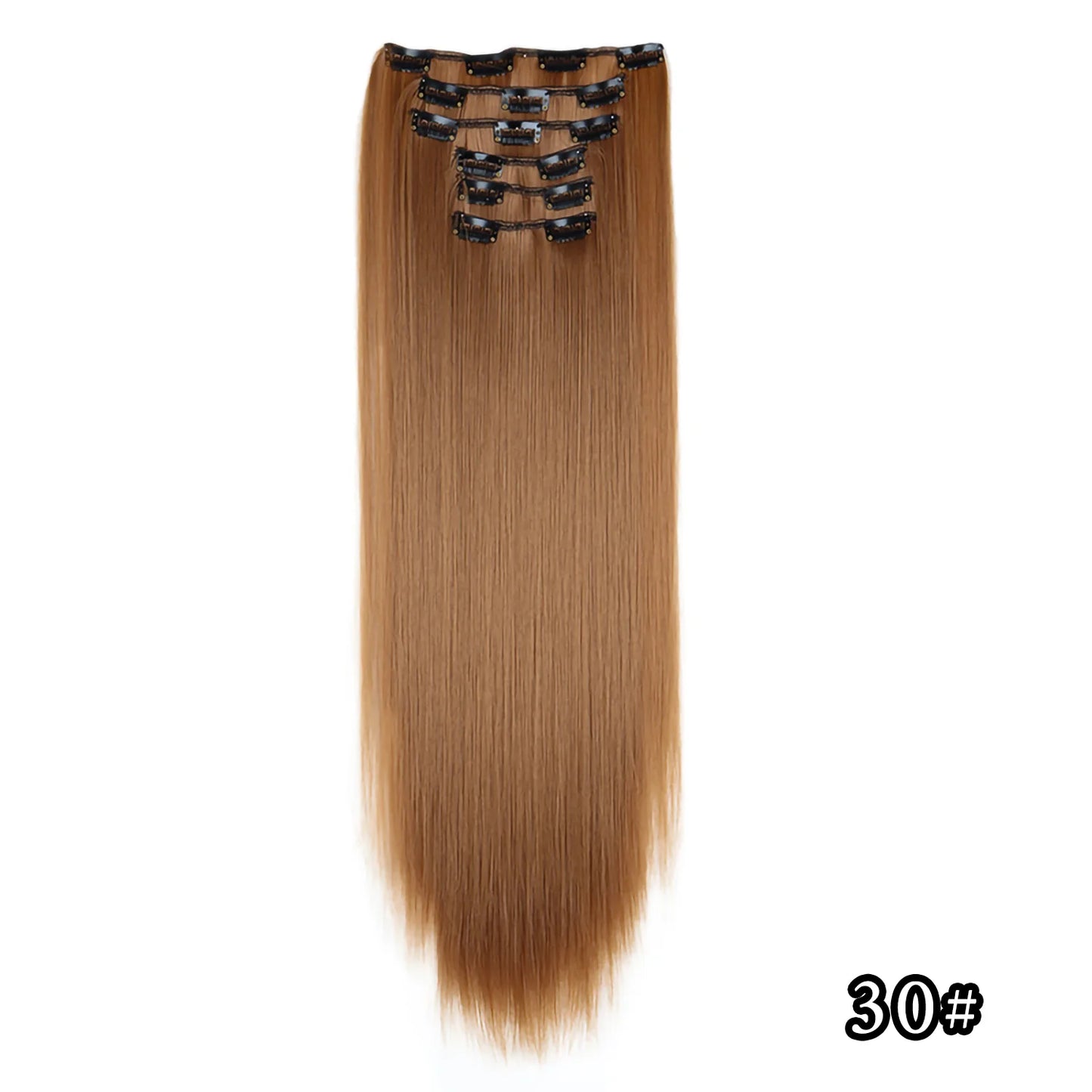 24" Synthetic Clip-In Hair Extensions, 6PCS Set for Volume and Length