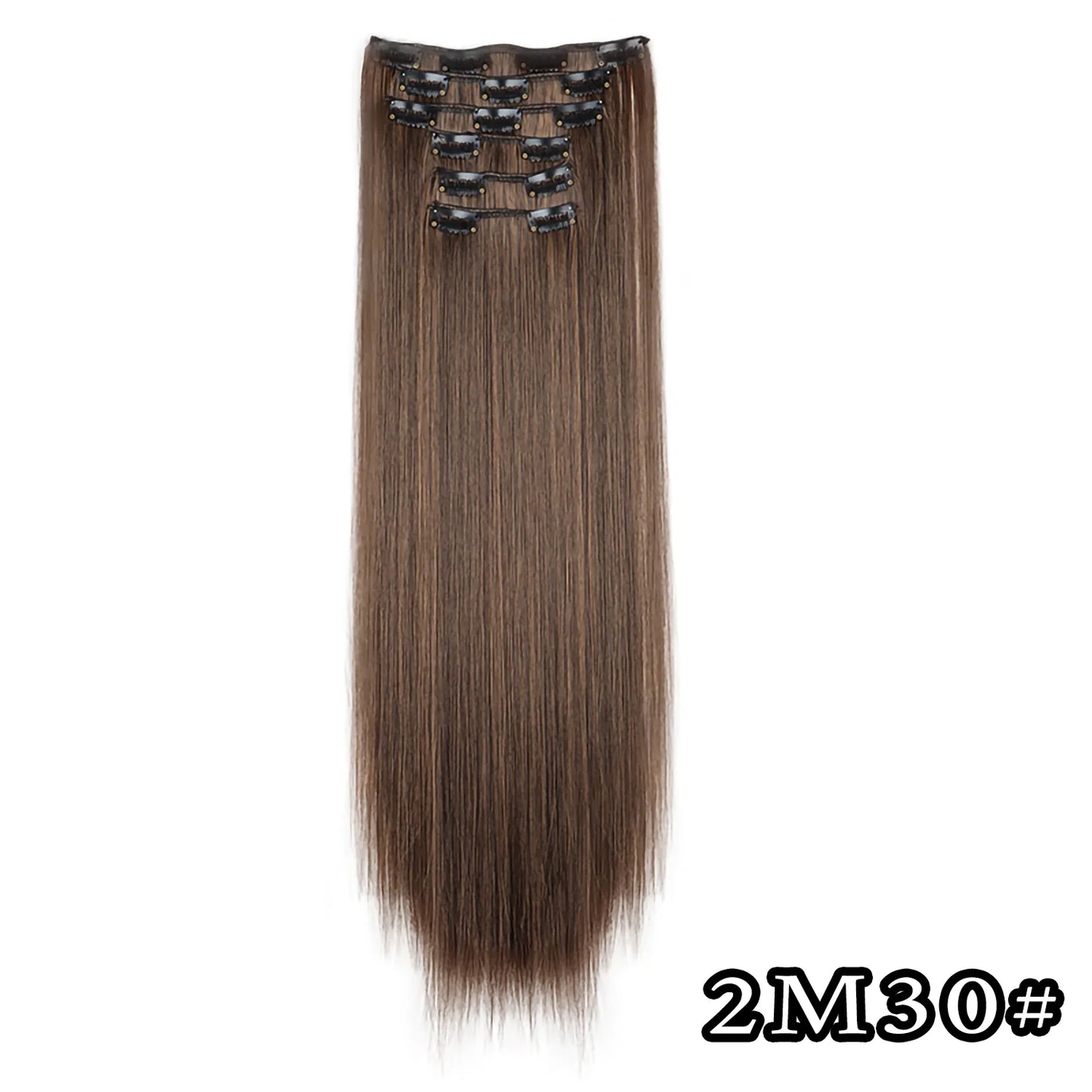 24" Synthetic Clip-In Hair Extensions, 6PCS Set for Volume and Length