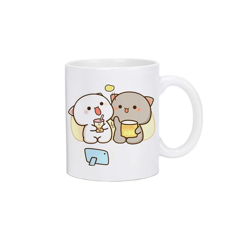 Cute Cartoon Ceramic Mug 250ML - Fun Expression Coffee & Tea Cup for Couples, Kids & Family | Eco-Friendly Porcelain