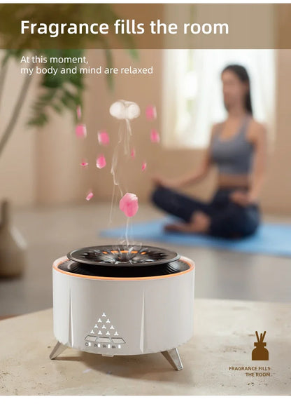 Aromatherapy Essential Oil Diffuser 350ml – Jellyfish Mist & Volcano Light with Timer, BPA-Free, Auto Shut-Off