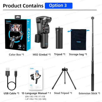 3-Axis Handheld Smartphone Gimbal Stabilizer – Anti-Shake Video Recording, Face Tracking, Tripod, and Gesture Control