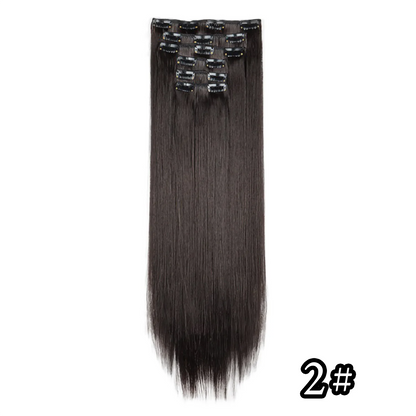 24" Synthetic Clip-In Hair Extensions, 6PCS Set for Volume and Length