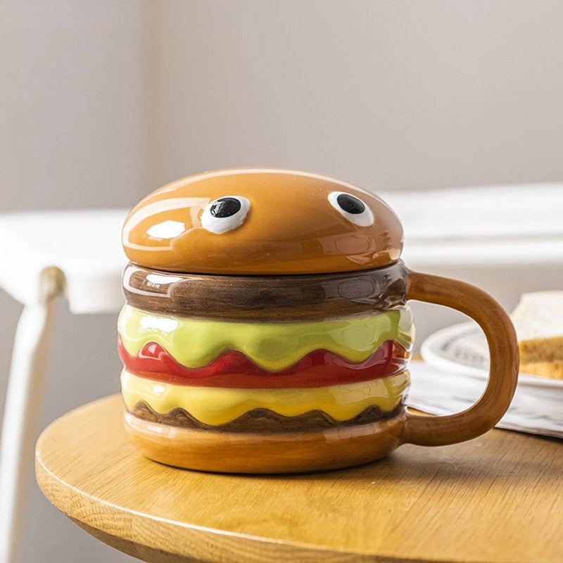 300ml Cute Creative Hamburger Mug with Lid