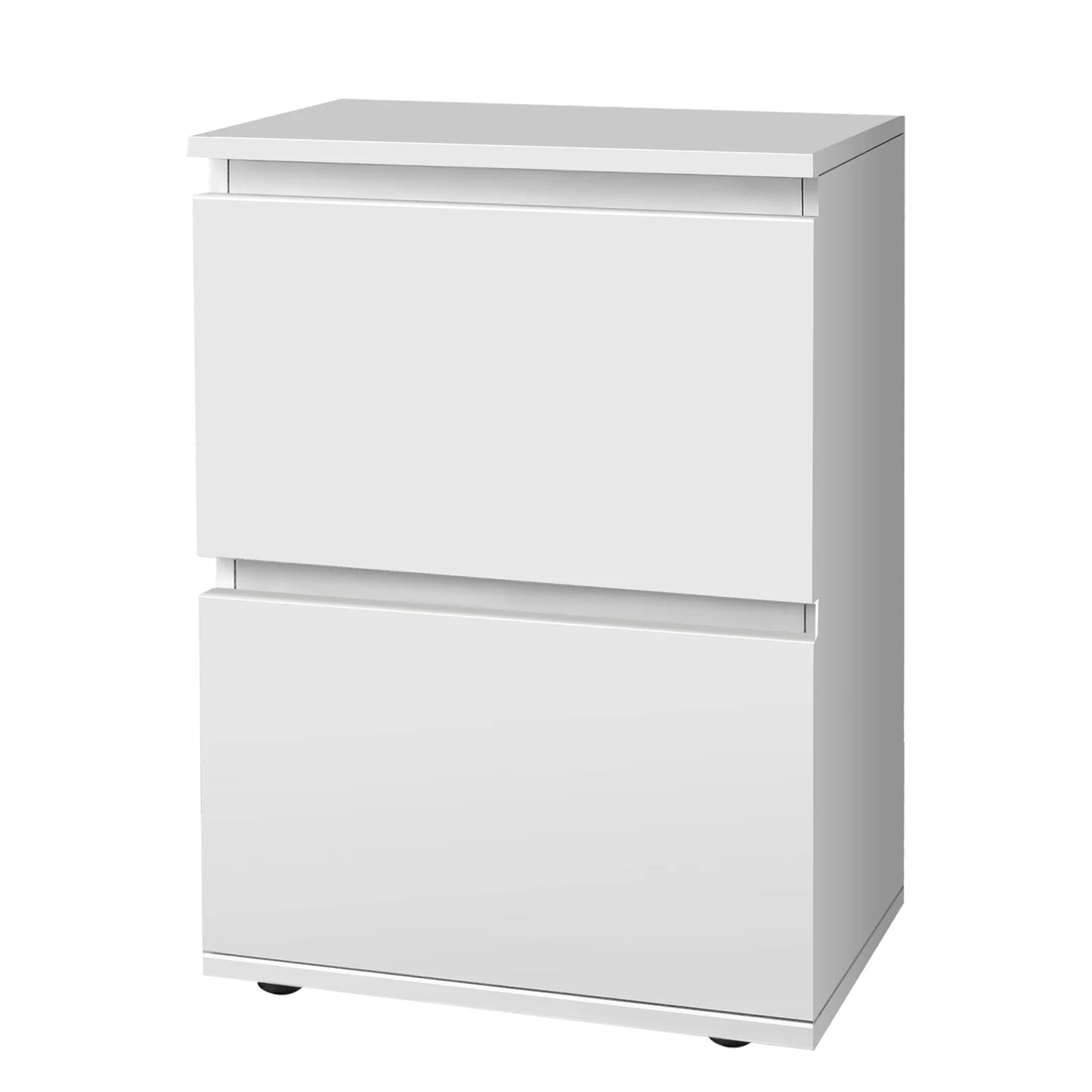 2 Drawer Wooden Nightstand – Modern Minimalist Bedside Cabinet, White