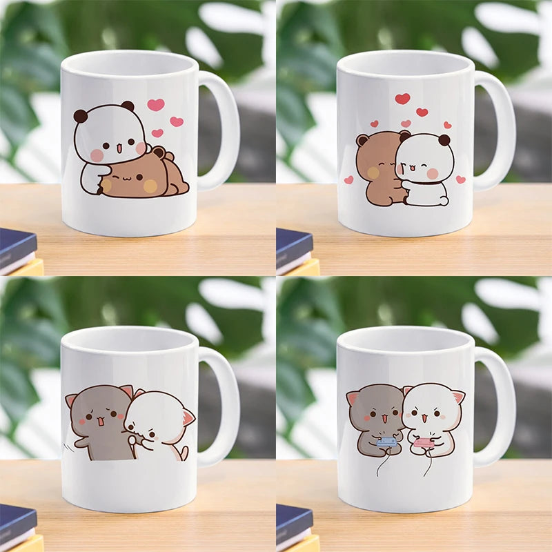 Cute Cartoon Ceramic Mug 250ML - Fun Expression Coffee & Tea Cup for Couples, Kids & Family | Eco-Friendly Porcelain