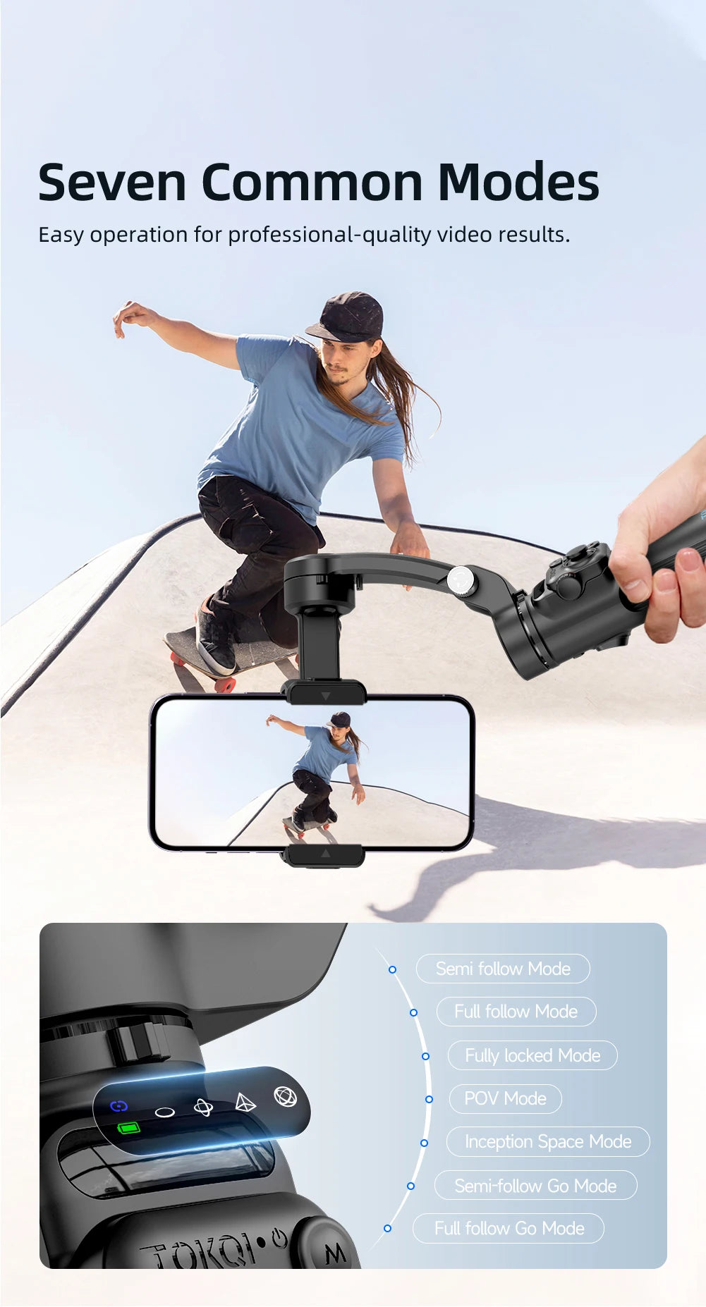 3-Axis Handheld Smartphone Gimbal Stabilizer – Anti-Shake Video Recording, Face Tracking, Tripod, and Gesture Control