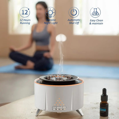 Aromatherapy Essential Oil Diffuser 350ml – Jellyfish Mist & Volcano Light with Timer, BPA-Free, Auto Shut-Off