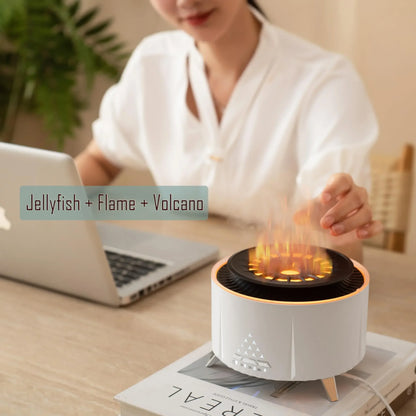 Aromatherapy Essential Oil Diffuser 350ml – Jellyfish Mist & Volcano Light with Timer, BPA-Free, Auto Shut-Off