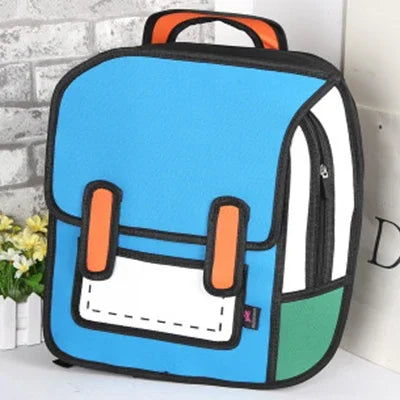 2D Cartoon Printed Kids School Backpack with Lightweight Oxford Material