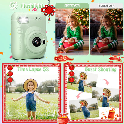 Kids Instant Print Camera – 32MP HD Digital Camera with 3-Inch LCD, 1080P Video, and Creative DIY Features