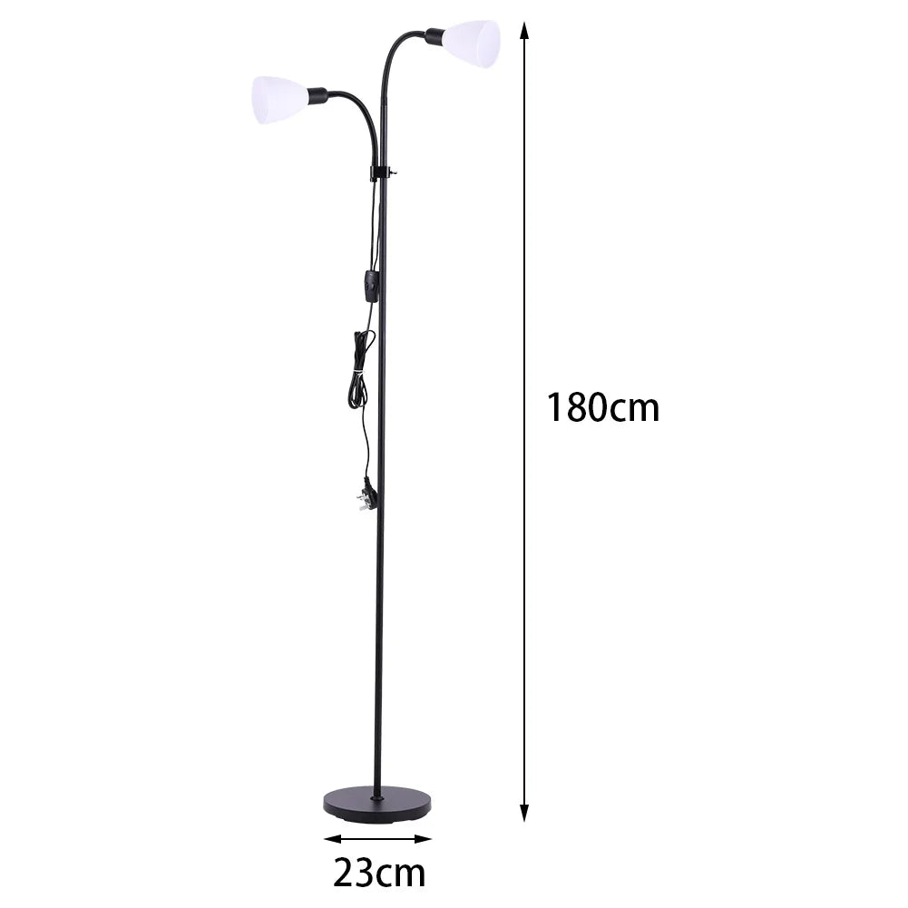 Double-Headed Adjustable Floor Lamp with E14 Fittings – Black Finish