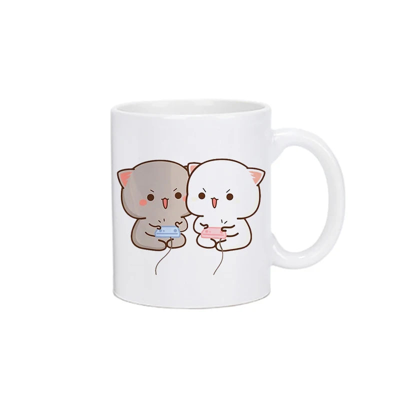 Cute Cartoon Ceramic Mug 250ML - Fun Expression Coffee & Tea Cup for Couples, Kids & Family | Eco-Friendly Porcelain