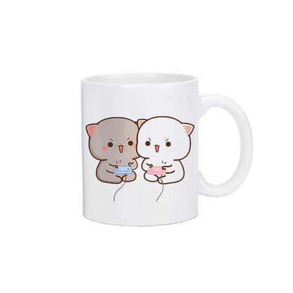 Cute Cartoon Ceramic Mug 250ML - Fun Expression Coffee & Tea Cup for Couples, Kids & Family | Eco-Friendly Porcelain