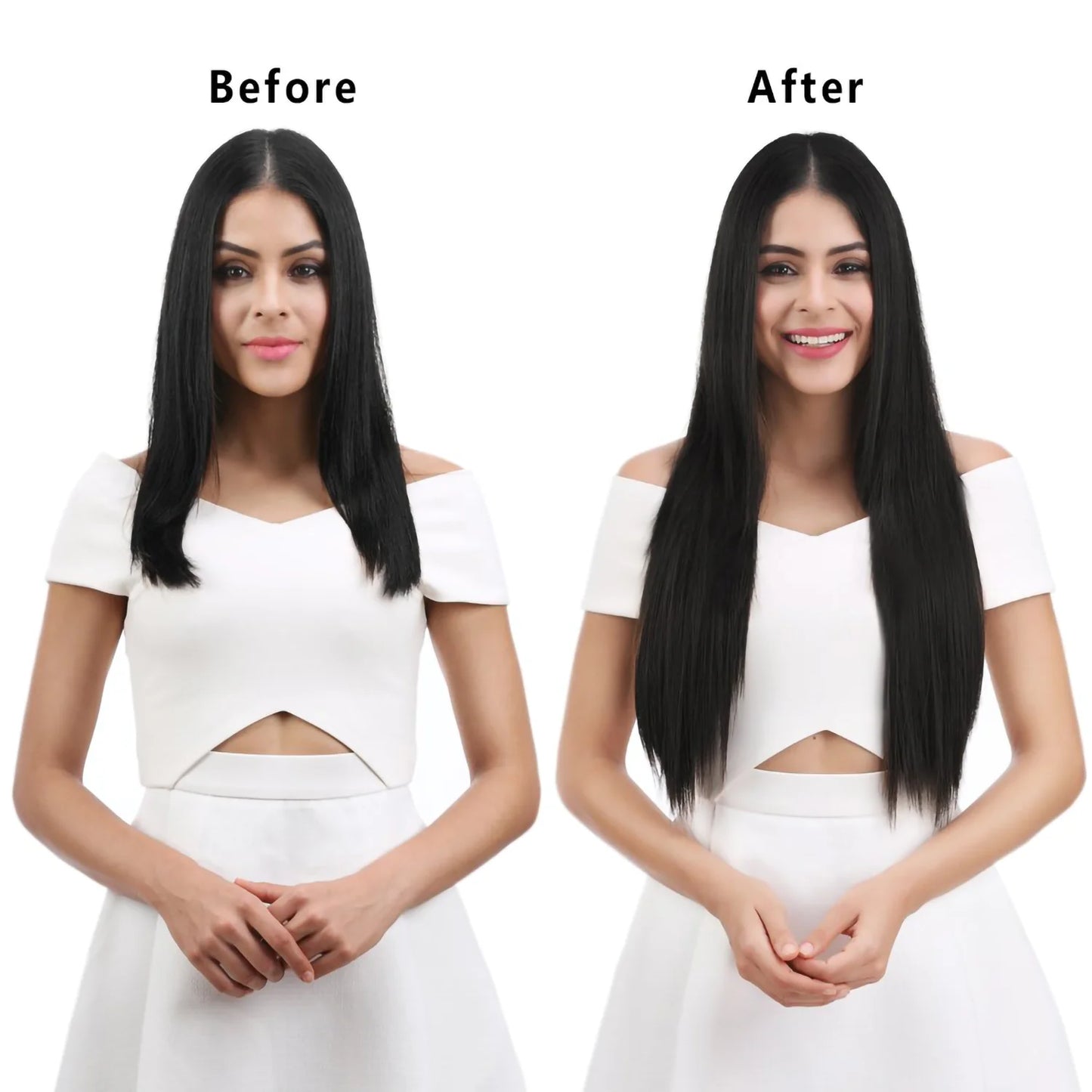 24" Synthetic Clip-In Hair Extensions, 6PCS Set for Volume and Length