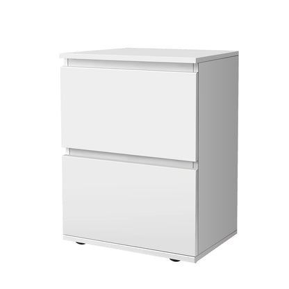 2 Drawer Wooden Nightstand – Modern Minimalist Bedside Cabinet, White