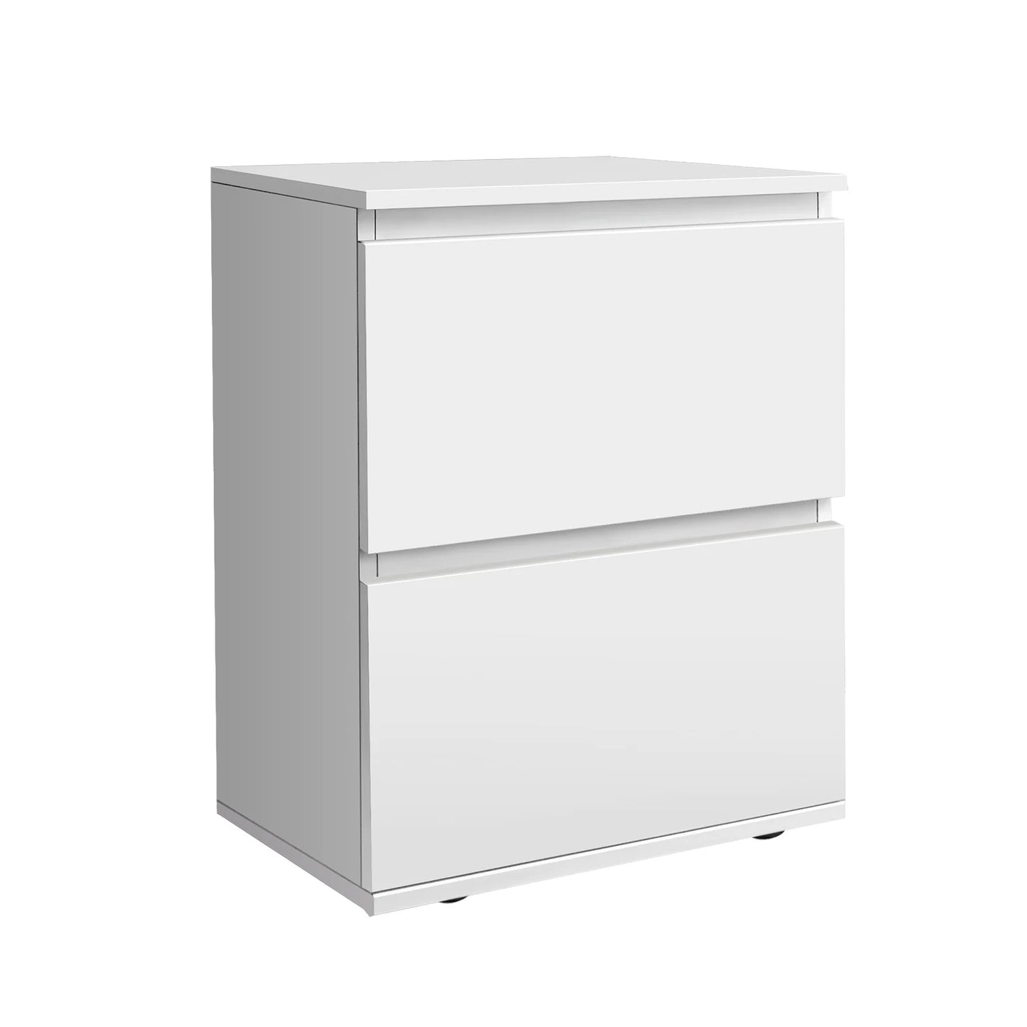 2 Drawer Wooden Nightstand – Modern Minimalist Bedside Cabinet, White