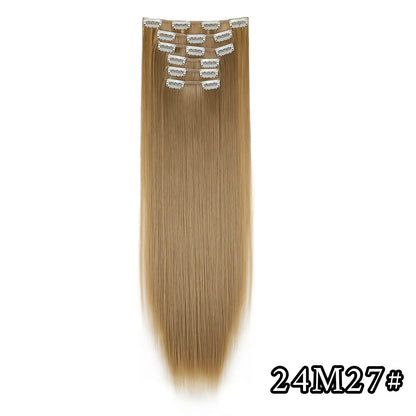 24" Synthetic Clip-In Hair Extensions, 6PCS Set for Volume and Length