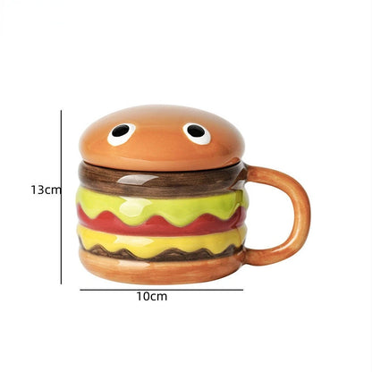 300ml Cute Creative Hamburger Mug with Lid